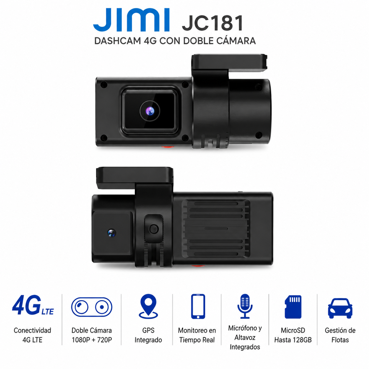 Dashcam 4G Jimi JC181 con GPS y Doble Cámara