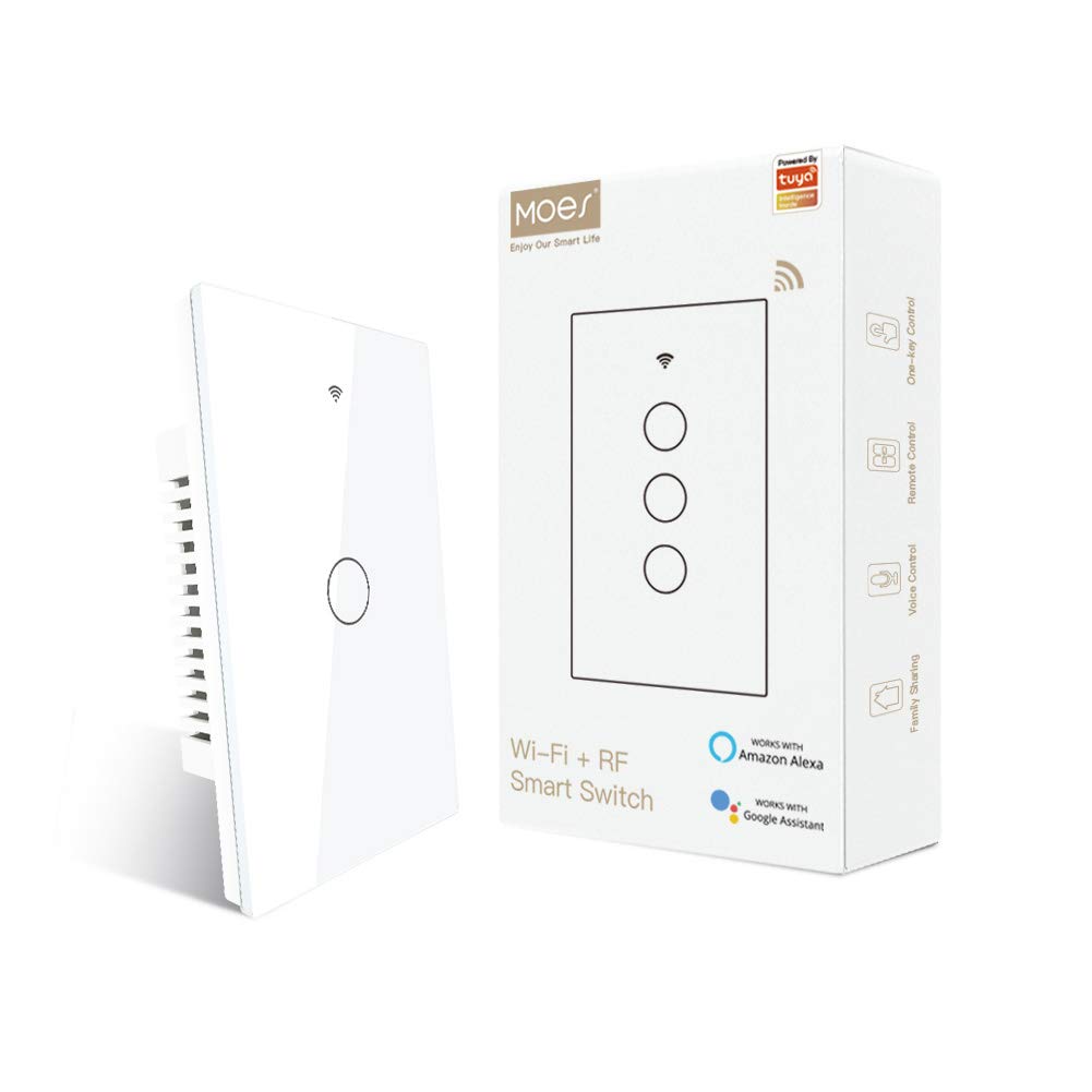 Interruptor Inteligente WiFi MOES Touch Sin Neutro - 1 Módulo