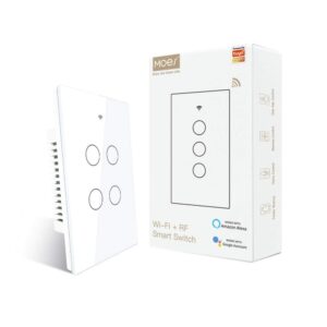 Interruptor Inteligente WiFi MOES Touch Sin Neutro - 4 Módulos