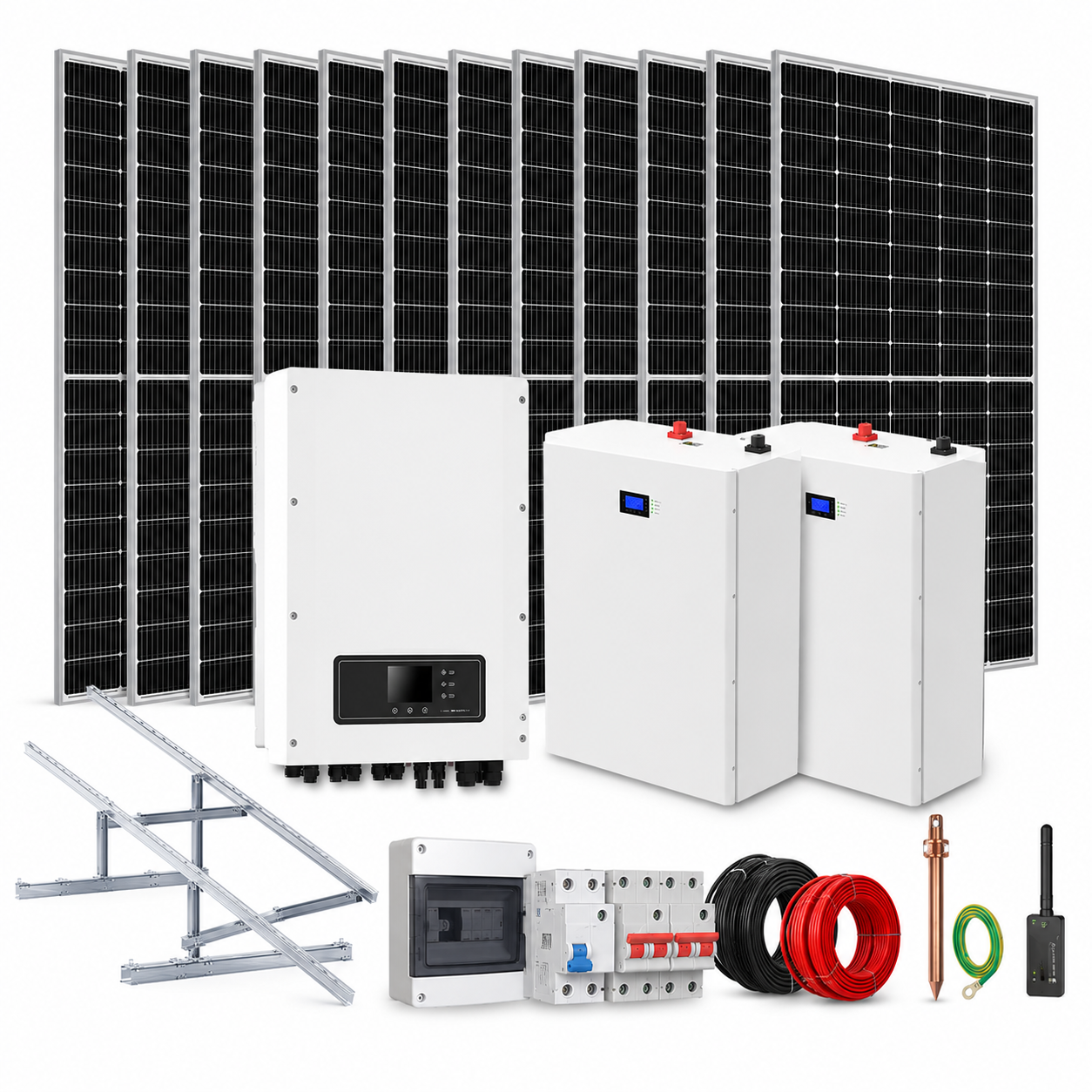 Kit Solar Híbrido 10 kW 220 VAC con 20 kWh en Baterías de Litio