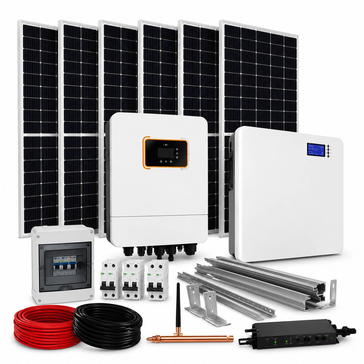 Kit Solar Híbrido 3 kW 220 VAC con Batería de Litio 5 kWh
