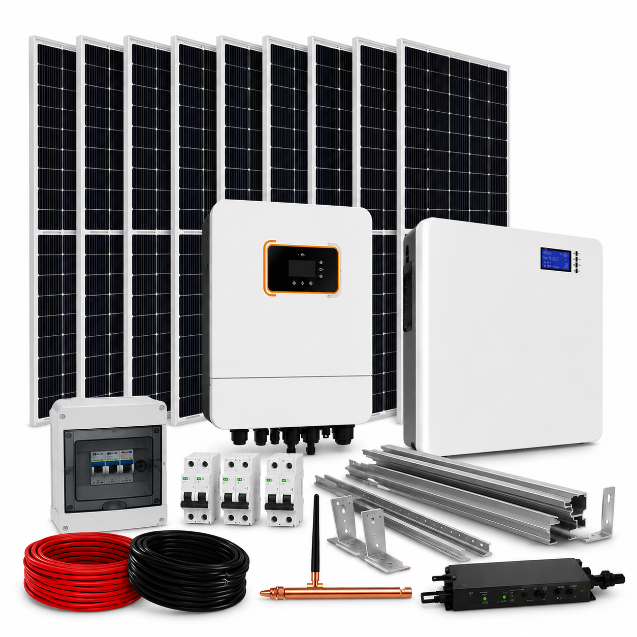 Kit Solar Híbrido 6 kW 220 VAC con Batería de Litio 10 kWh