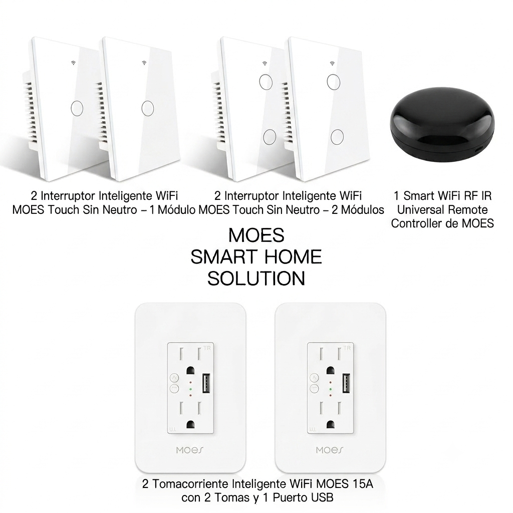 Kit Smart Home Intermedio MOES– 6 Dispositivos WiFi + Control Remoto